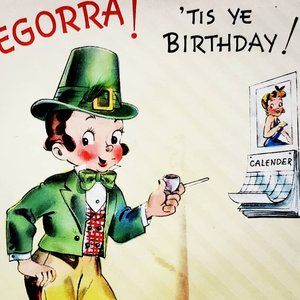 1950s St. Patrick's Day Leprechaun Birthday Card